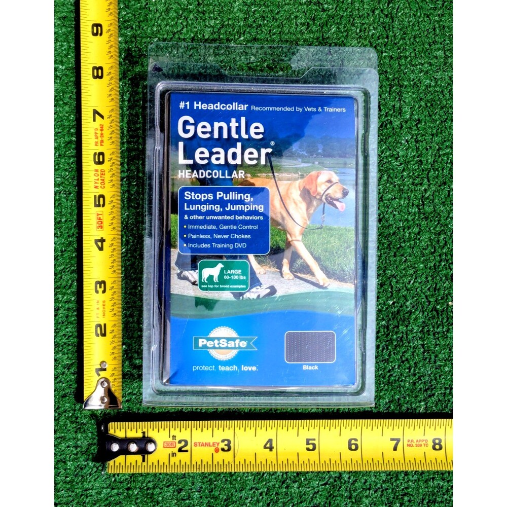 Dog Head Collar Large Black Pet Safe Training DVD Headcollar Adjustable Halter